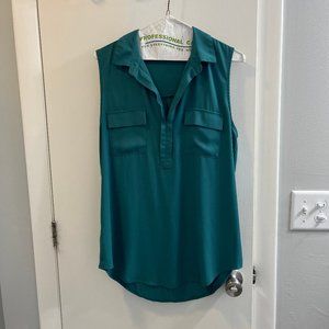 Loft Teal Sleeveless Women's Blouse (Size L)